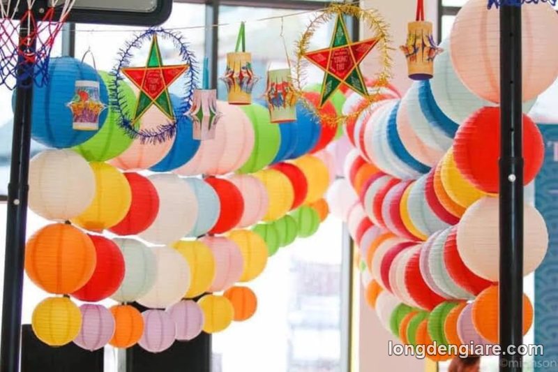 Dây lồng đèn giấy tròn trang trí